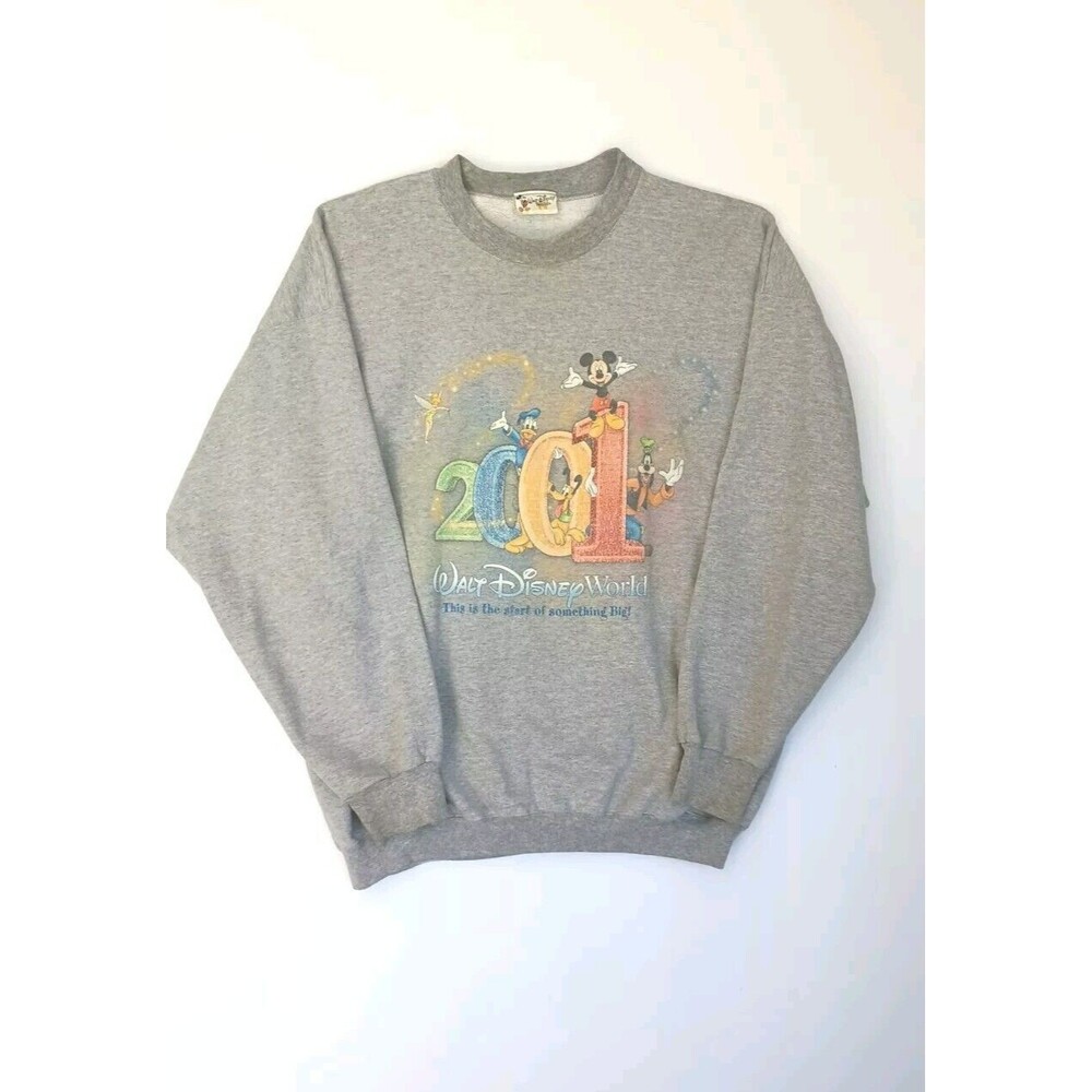 Walt Disney World 2001 Sweatshirt Size L Gray Start of Something Big USA Vintage